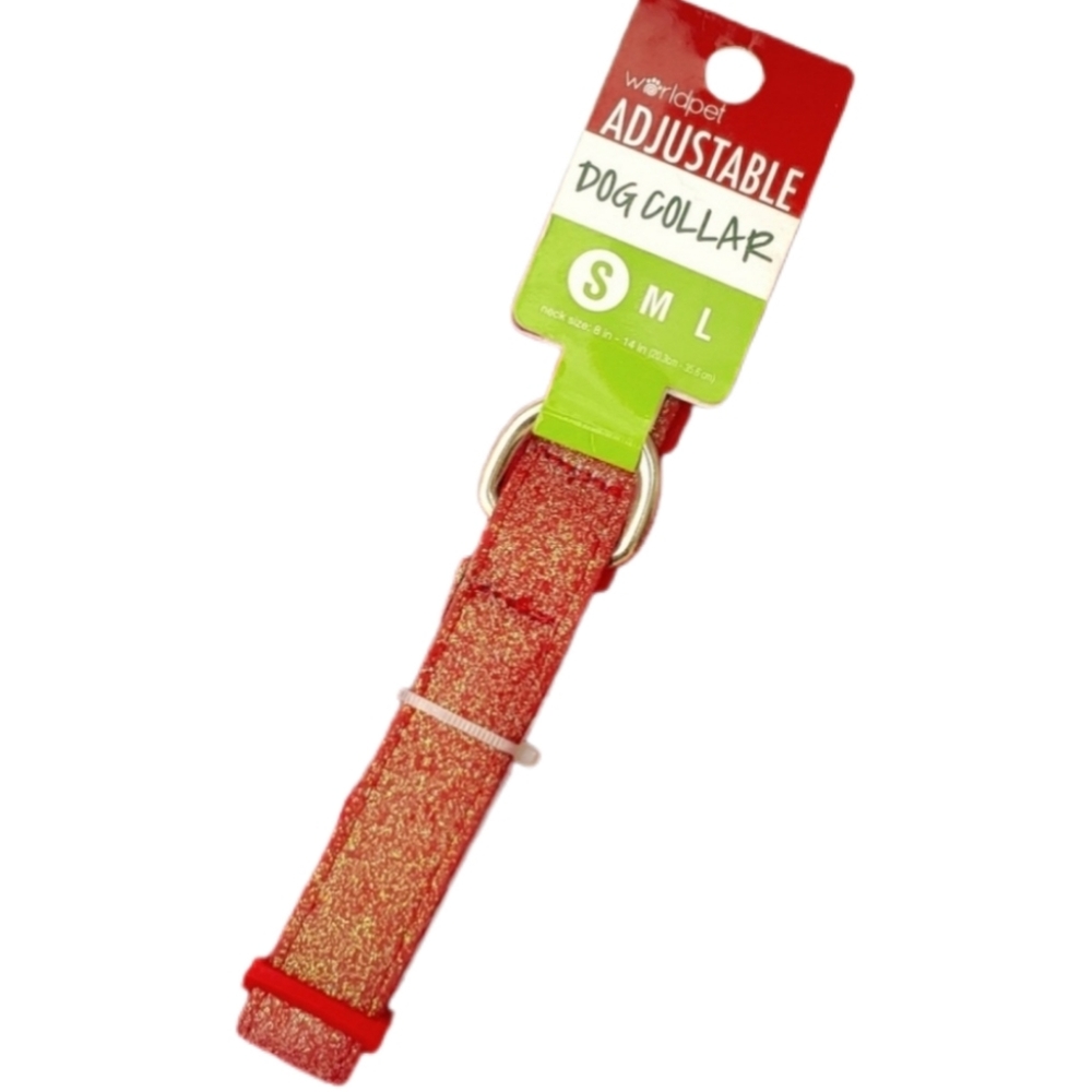 Small Dog Collar Red Adjustable Sparkle Glitter